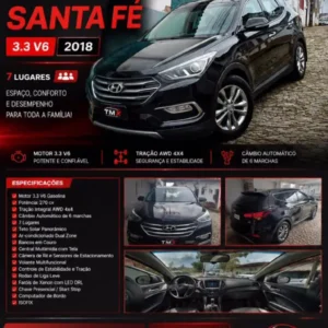 Home hyundai santa fe 3.3 v6 automática 4x4 awd 7 lugares 2018 – completa