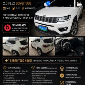 Home Jeep Compass Longitude 2.0 Flex Automático 2017 Branco na TMX Veículos