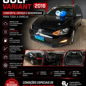 Home Volkswagen Golf Variant 1.4 TSI Automatica 2016 Preta na TMX Veiculos