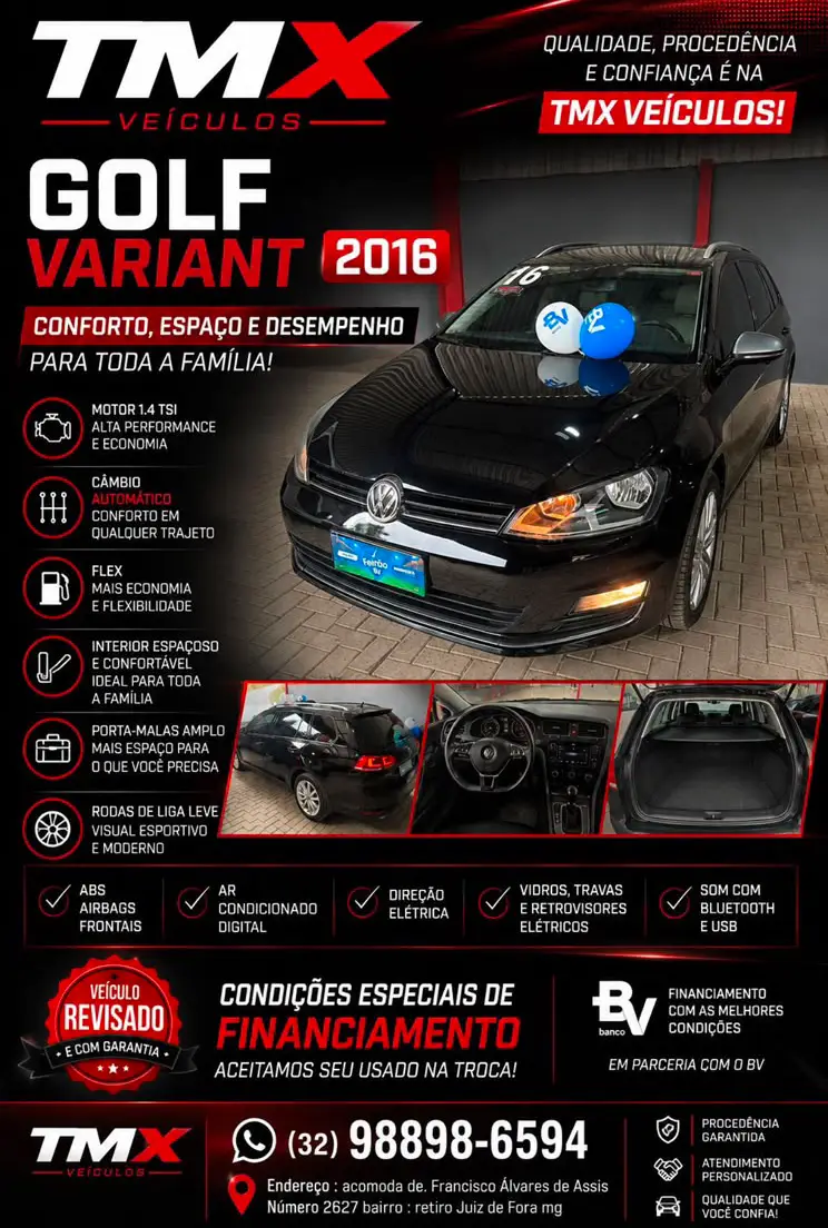 Volkswagen Golf Variant 1.4 TSI Automatica 2016 Preta na TMX Veiculos Volkswagen Golf Variant 1.4 TSI Automatica 2016 Preta na TMX Veiculos