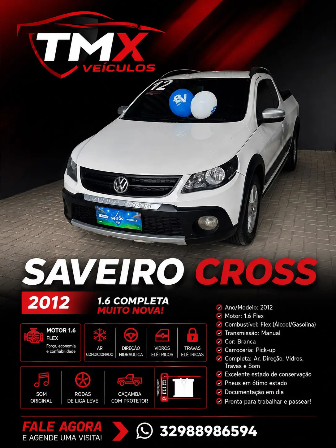 Volkswagen Saveiro Cross 1.6 Flex 2012 Branca à Venda na TMX Veículos volkswagen saveiro cross 1.6 flex manual 2012 – completa e muito nova